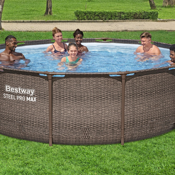 Bestway Piscine hors sol tubulaire ronde Bestway Steel Pro Max 366 x 100 cm décor rotin gris sans accessoires