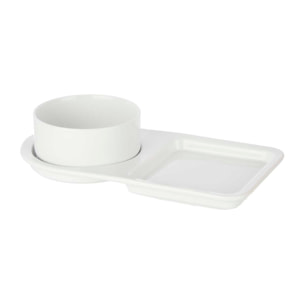 DAM SET 2 PZ BRUNCH CIOTOLA E PIATTO IN PORCELLANA 33x8x18 Cm. Colore bianco