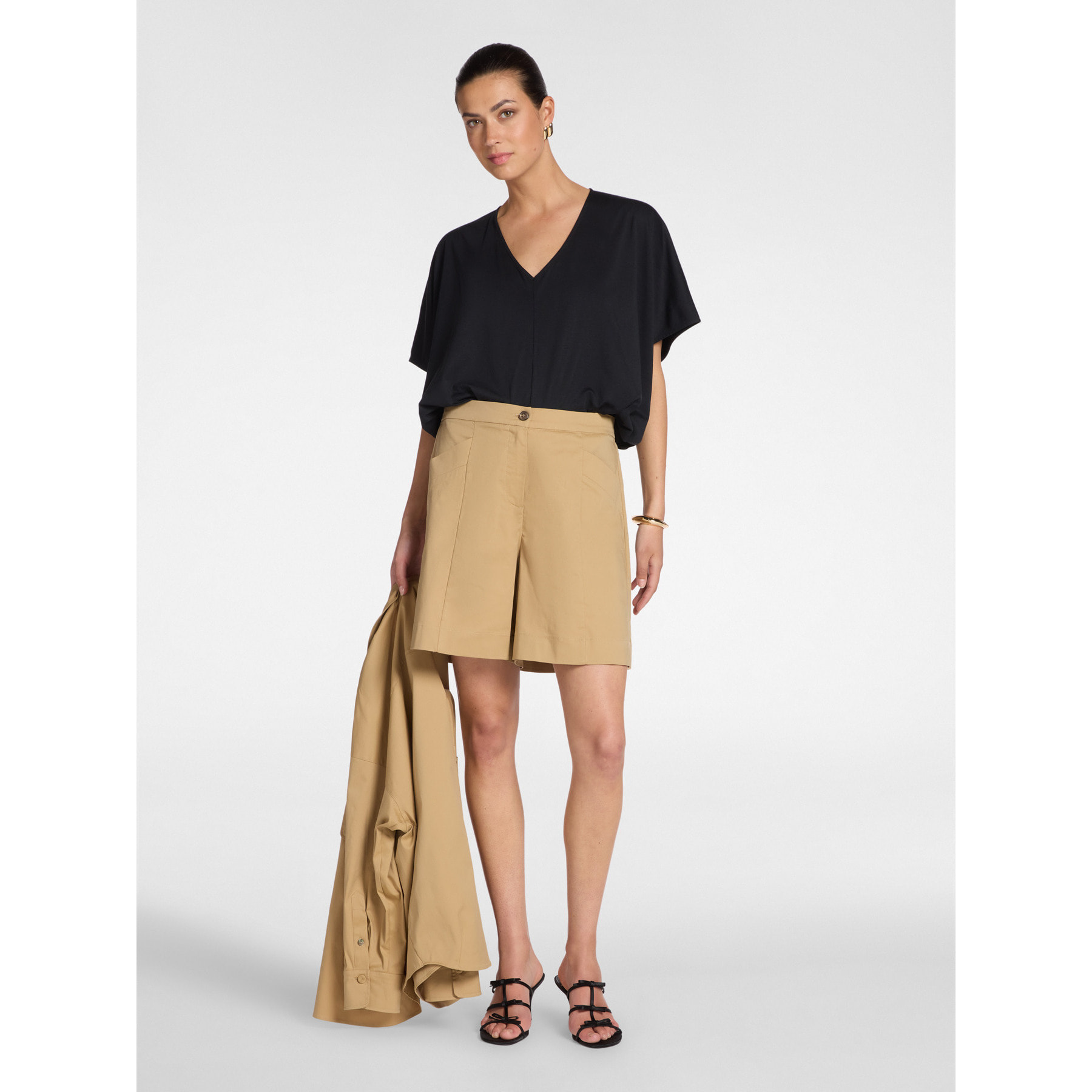 Elena Mirò - Camiseta cuello en V - Negro