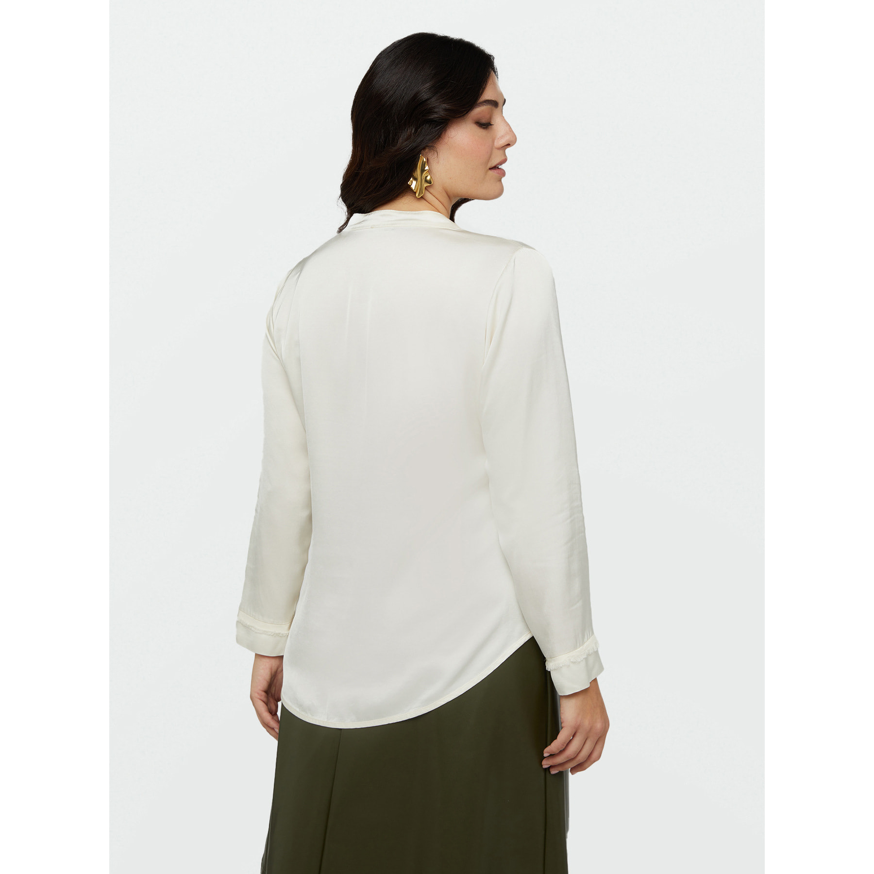 Fiorella Rubino - Camisa de raso con detalles deshilachados - Beige