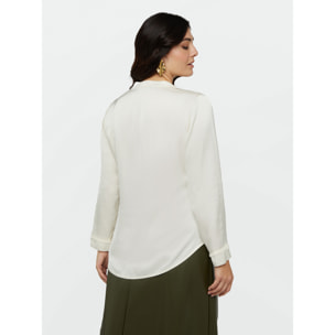 Fiorella Rubino - Camisa de raso con detalles deshilachados - Beige