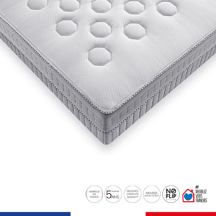 Ensemble INITIAL matelas H23 ressort ensachés, ferme, sommier