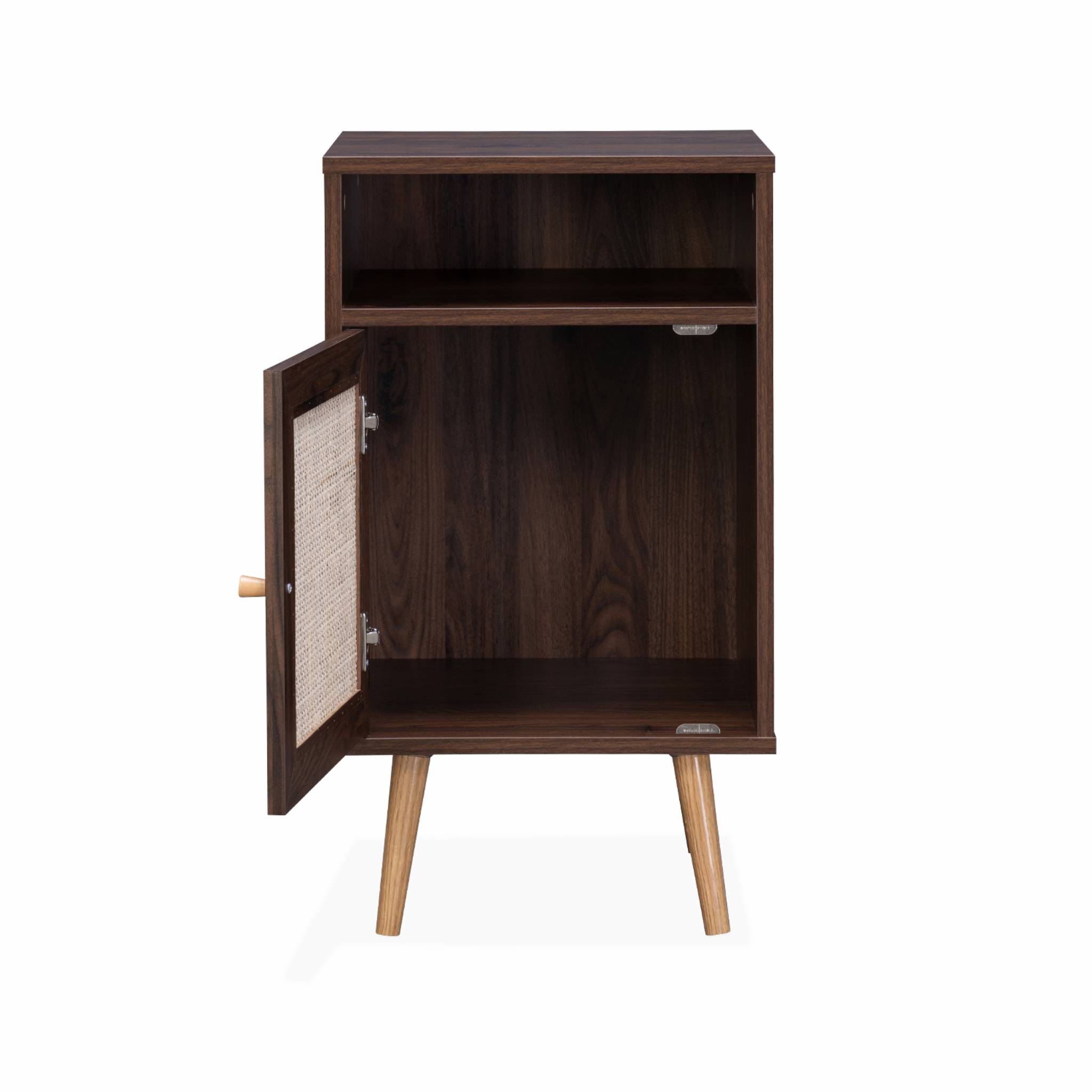 Table de chevet scandinave en cannage 1 porte (lot de 2) BOHÈME