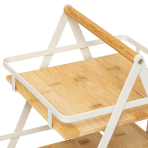 Étagère "Ordera" 2 niveaux avec anse en bambou