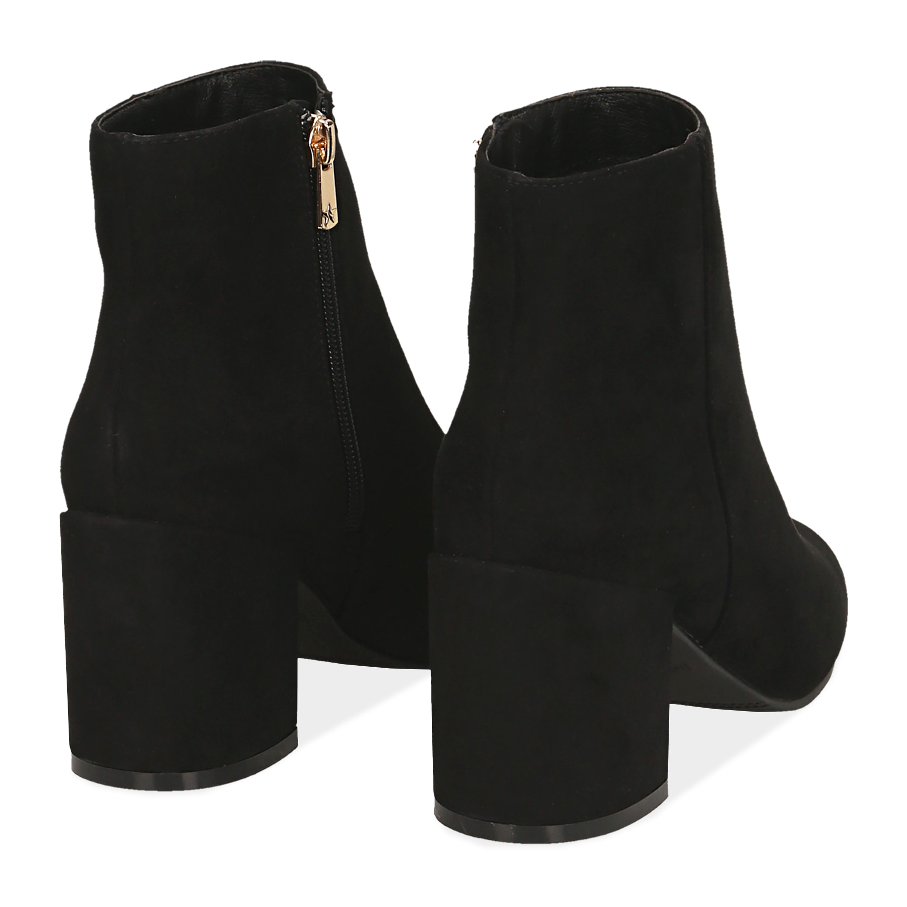 Ankle boots nero in microfibra, tacco 7,5 cm
