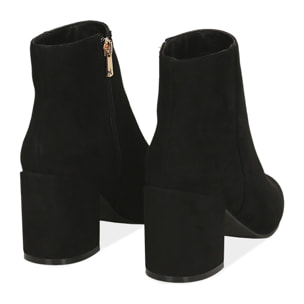 Ankle boots nero in microfibra, tacco 7,5 cm
