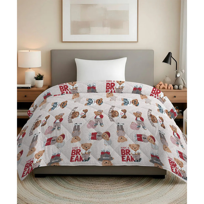 Trapunta invernale Teddy Beige 300 grammi/mq in cotone e poliestere