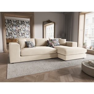 Canapé d'angle droit "Tendance" 5 places en velours beige