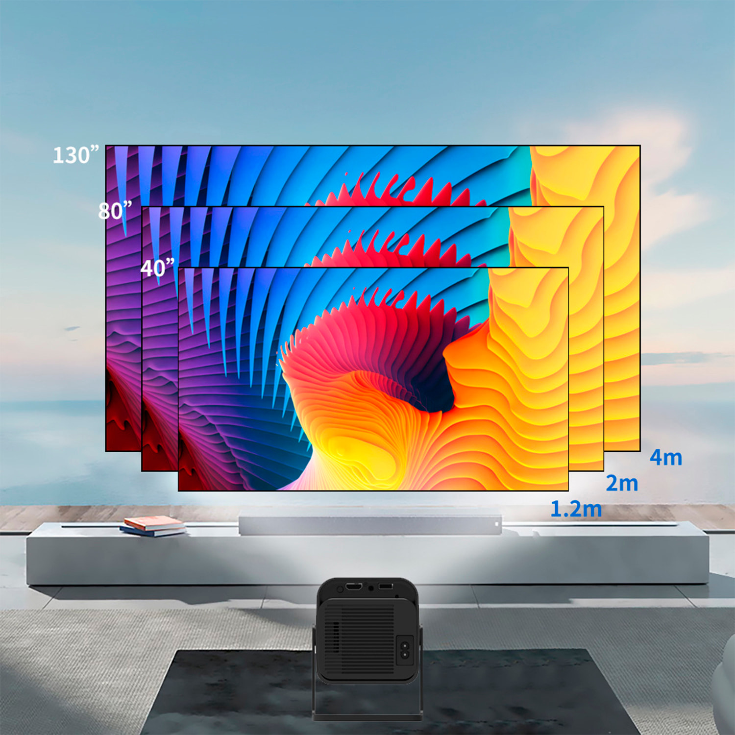 Mini proyector LCD HY320, soporte de 4K UHD, con wifi 6, duplicación de pantalla para iOS y Android. De 40 a 200 pulgadas, 160 lm. Con mando a distancia.