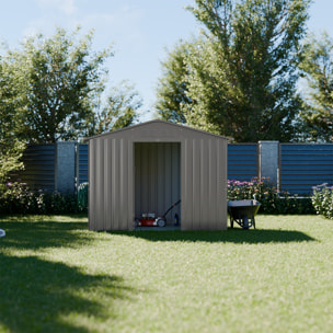 Abri de jardin en métal - Houtland. 2.71 m² taupe - Cabane à outils avec double portes coulissantes. kit de fixation sol inclus. L 213 x P 131 x H 185cm