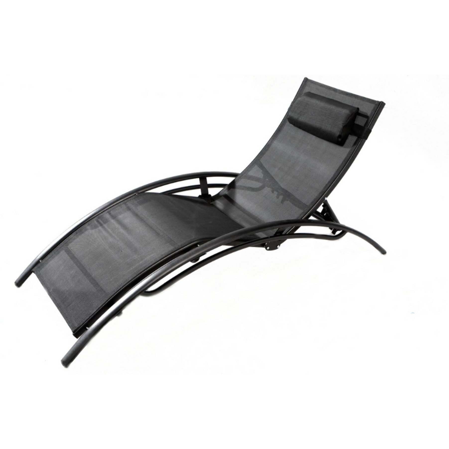 VERGARA Transat ajustable et empilable avec pieds en acier noir