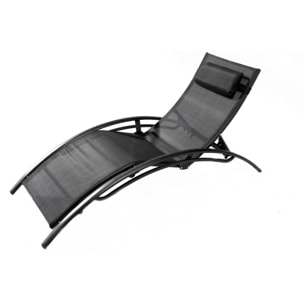 VERGARA Transat ajustable et empilable avec pieds en acier noir