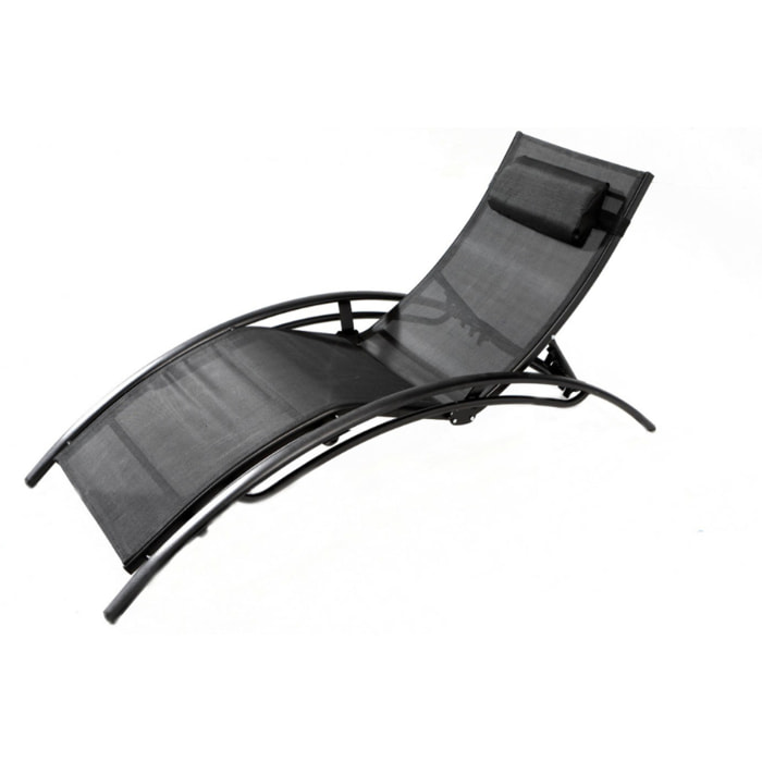 VERGARA Transat ajustable et empilable avec pieds en acier noir