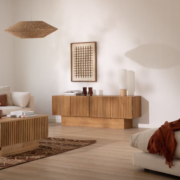 Meuble tv Nolan -bois massif de manguier-couleur provence naturelle 184 x 60 x 40 cm