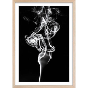 Poster white smoke tulip dream Affiche + cadre en bois - Chêne