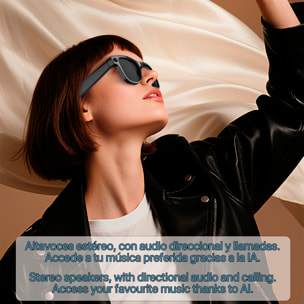 Gafas inteligentes M02 ultra con cámara de 8 MP para fotos y video. Con estuche de carga de 3600mAh.