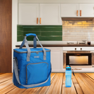 Well Home Bolsa Nevera Azul Brillante de 30L con Detalles en Gris y Espuma Aislante de 5 mm