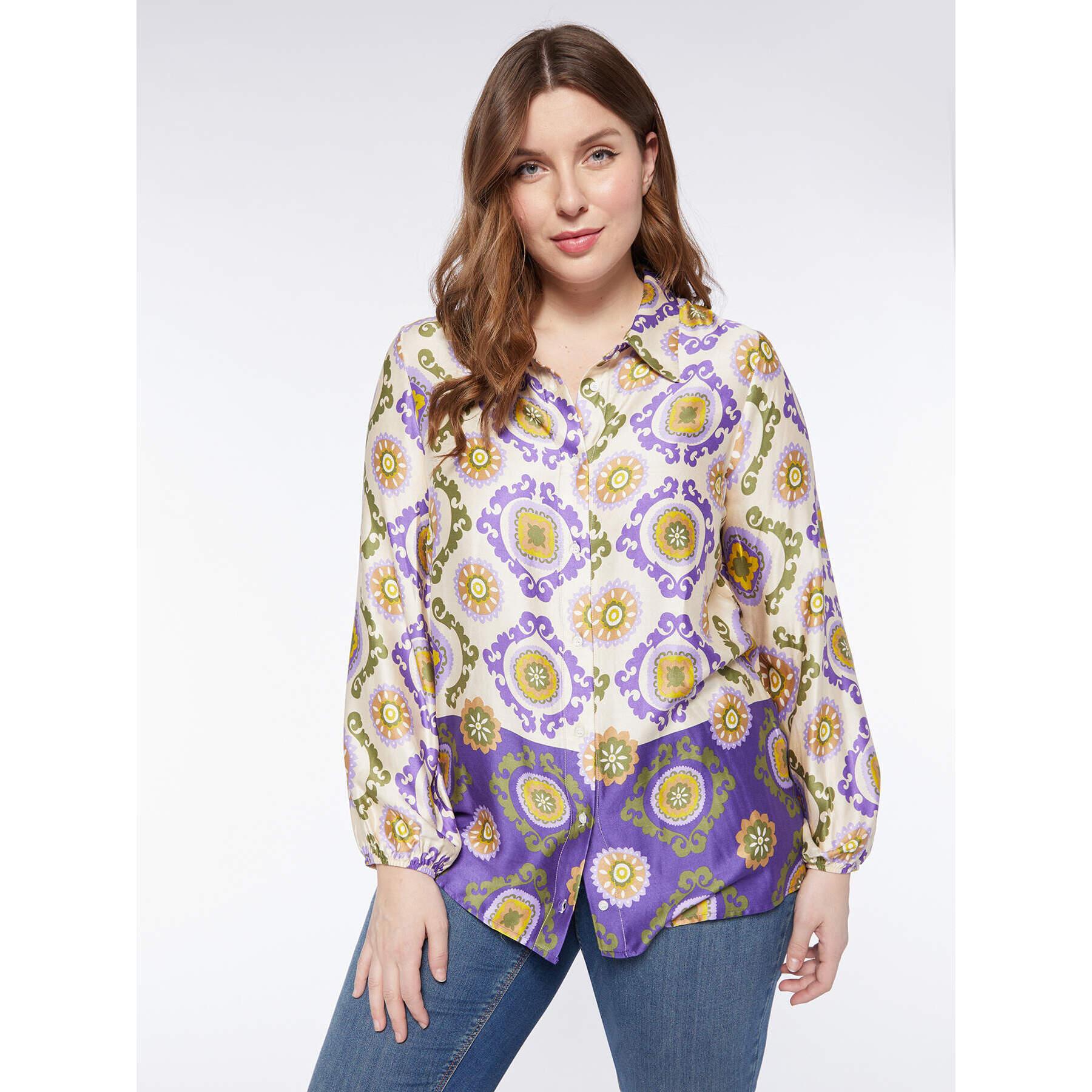 Fiorella Rubino - Camisa de raso estampada - Violeta