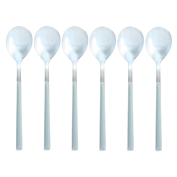 Lot de 6 cuillères de table grises en acier inoxydable  COLORAMA