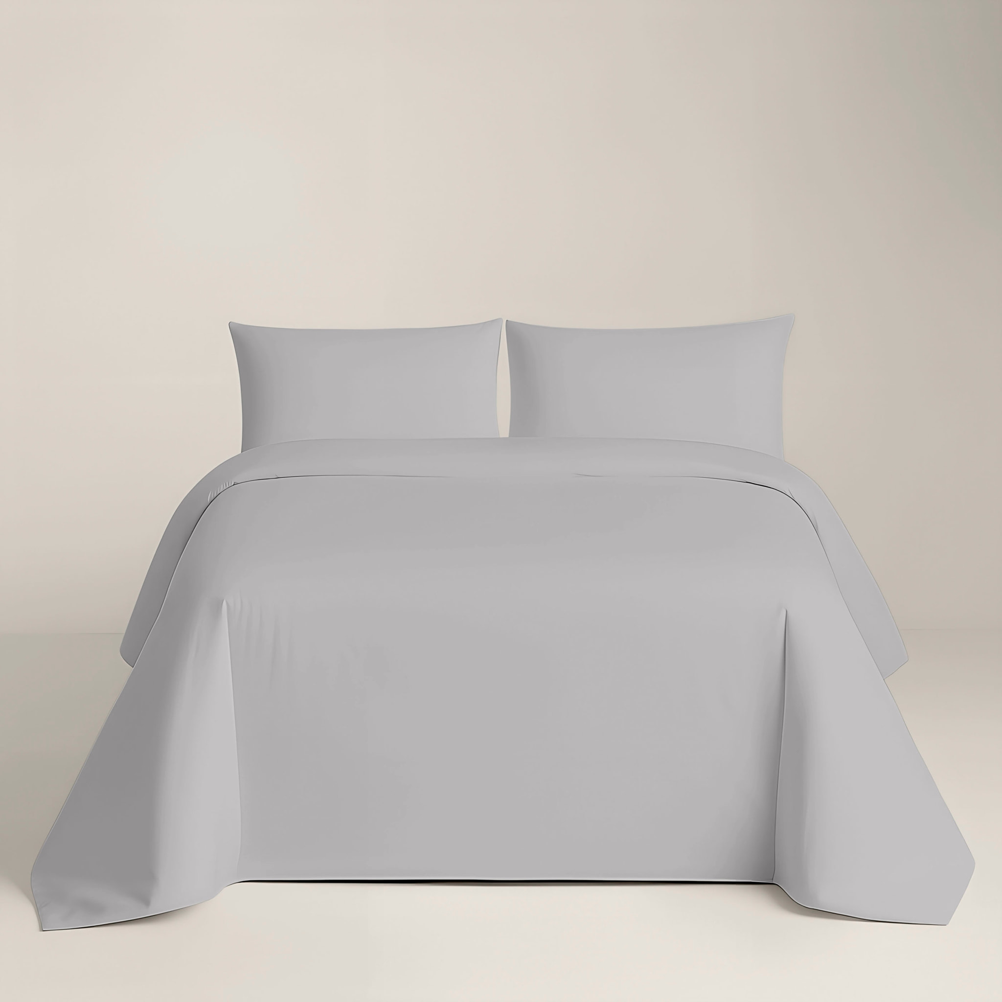 Naturals - Funda Nórdica Lisa - Cierre con botones - 100% Algodón - Incluye 1/2 Fundas de Almohada - Gris Pálido