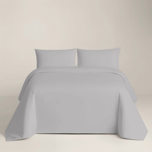 Naturals - Funda Nórdica Lisa - Cierre con botones - 100% Algodón - Incluye 1/2 Fundas de Almohada - Gris Pálido