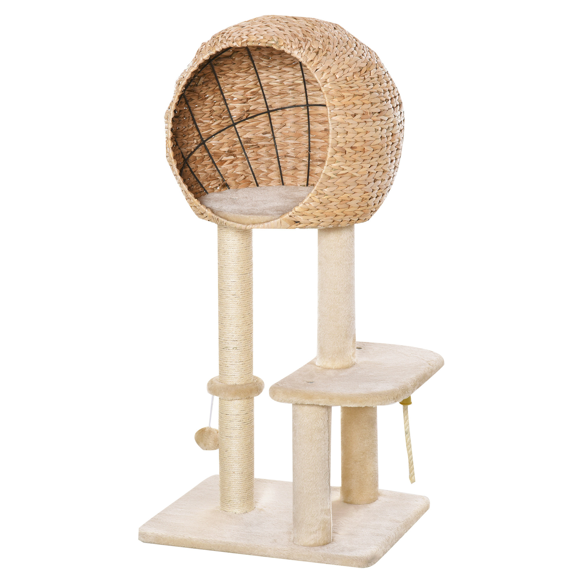 Arbre à chats style cosy chic peluche courte massette beige