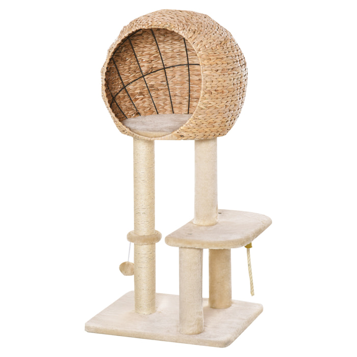 Arbre à chats style cosy chic peluche courte massette beige