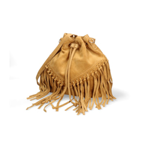 Borsa a secchiello da donna Made in Italy - Modello Umbria Plus - Pelle scamosciata - 25.0 x 22.0 x 13.0 cm