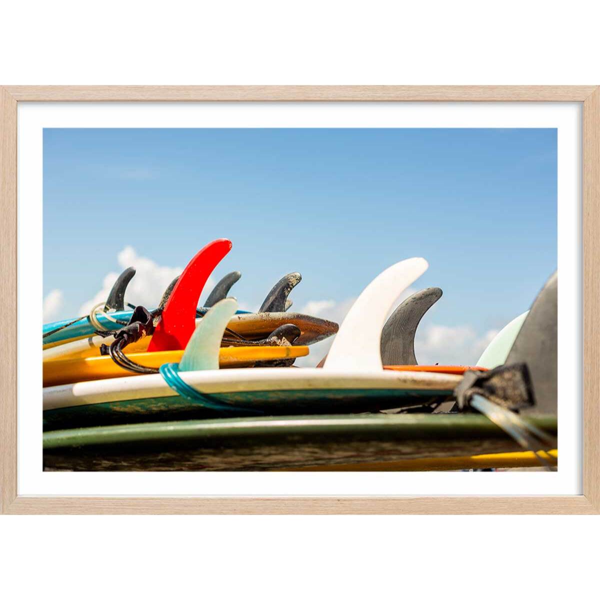 Affiche surf et derives Affiche + cadre en bois - Chêne