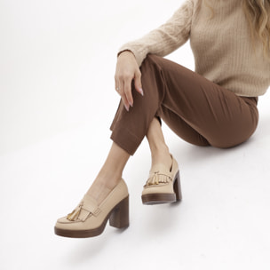 MOCASSINO TACCO NAPPINE BEIGE