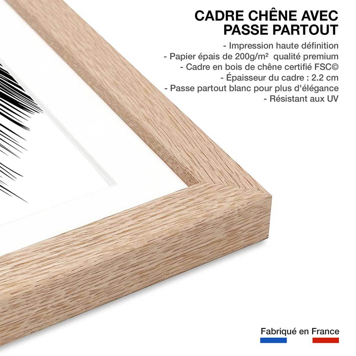 Poster tropicale palme de bronze Affiche sous cadre bois