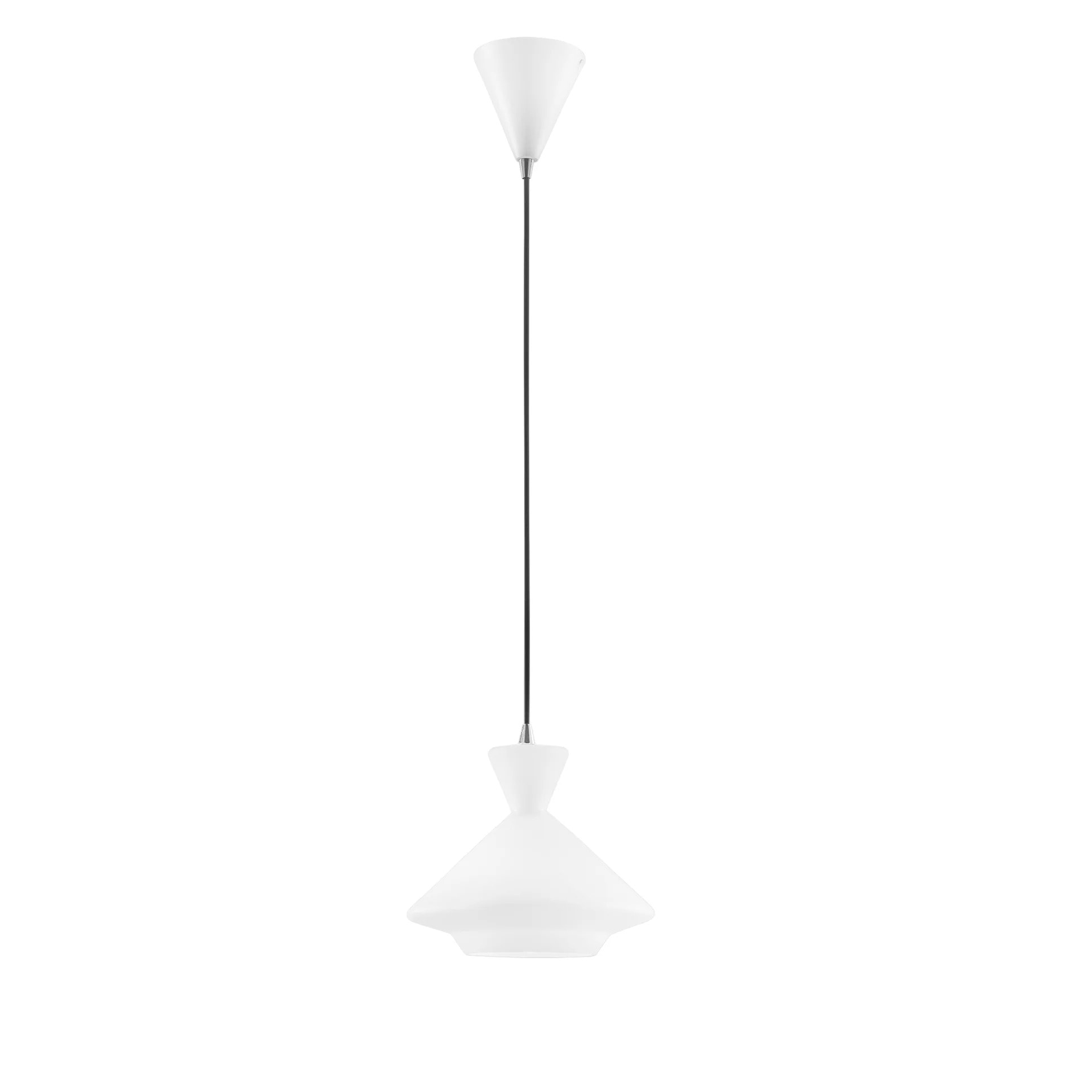 Lampadario a sospensione SUGAR bianco nero in vetro con cavo in tessuto nero 20x17,4 cm.. (1xE27)