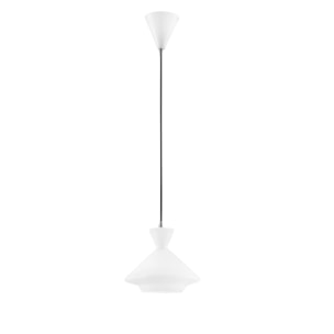 Lampadario a sospensione SUGAR bianco nero in vetro con cavo in tessuto nero 20x17,4 cm.. (1xE27)