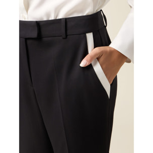 Oltre - Pantaloni a sigaretta con profili a contrasto - Nero