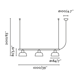TATAWIN LINEAL S Lampe suspension linéaire noire
