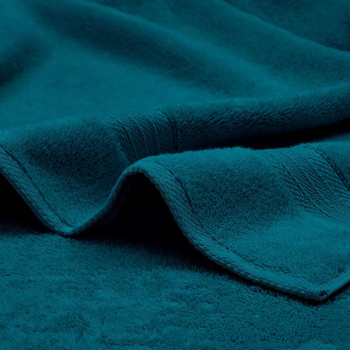 Serviette eponge pur coton 550 g/m² uni bleu Elea canard