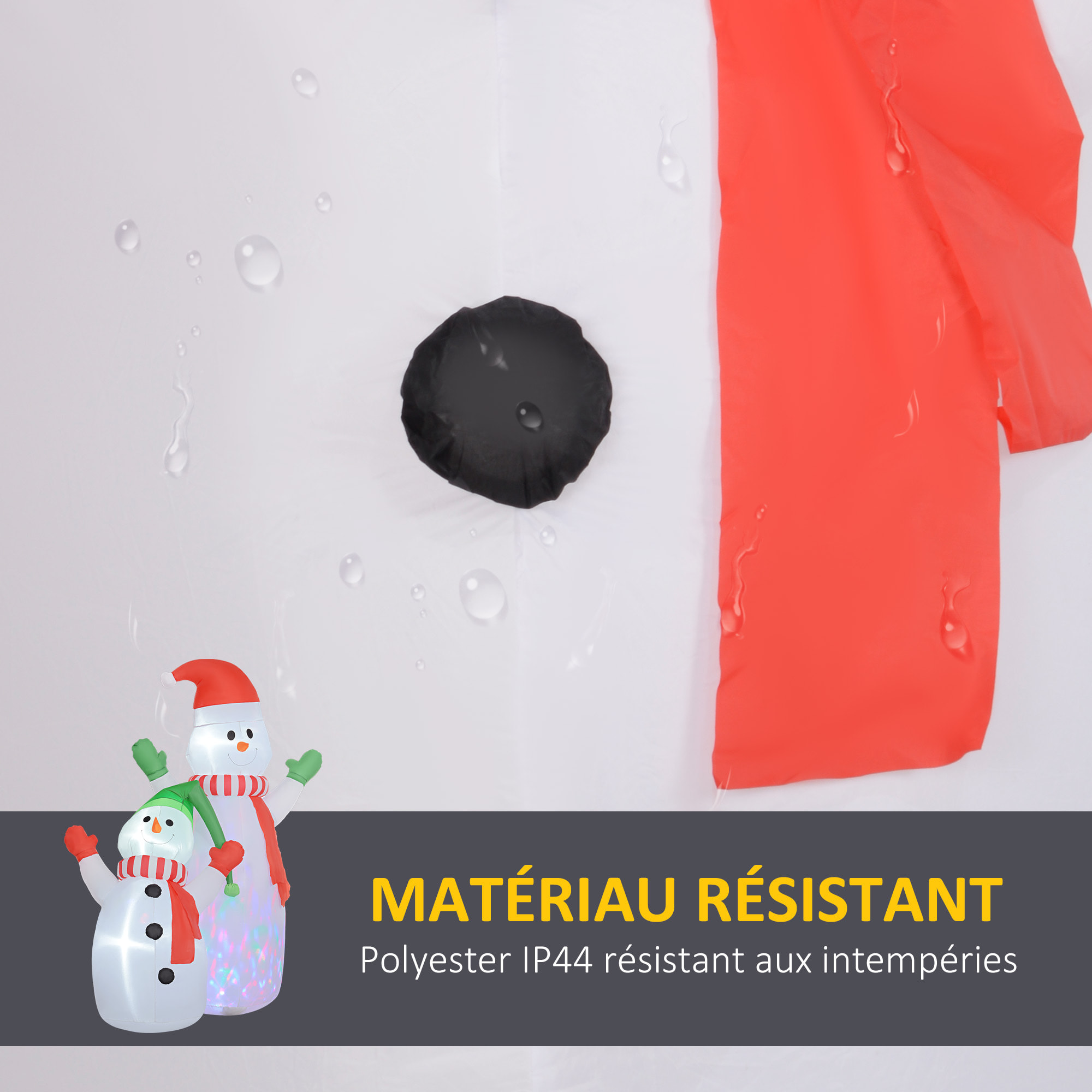 Décoration Noël gonflable dim. 190L x 110l x 240H cm - Bonhomme de neige gonflable de Noël extérieur intérieur LED rotatives colorées