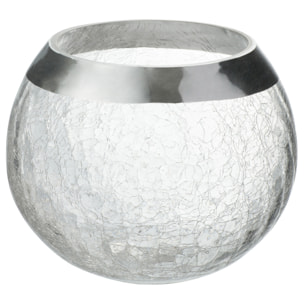 J-Line bougeoir Boule Craquelé - verre - transparent/argent - large
