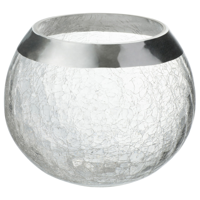 J-Line bougeoir Boule Craquelé - verre - transparent/argent - large