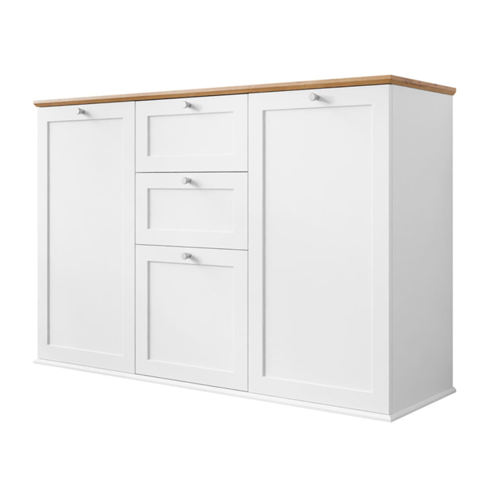 Francesco - buffet bas - bois et blanc - 137 cm - Bois / Blanc
