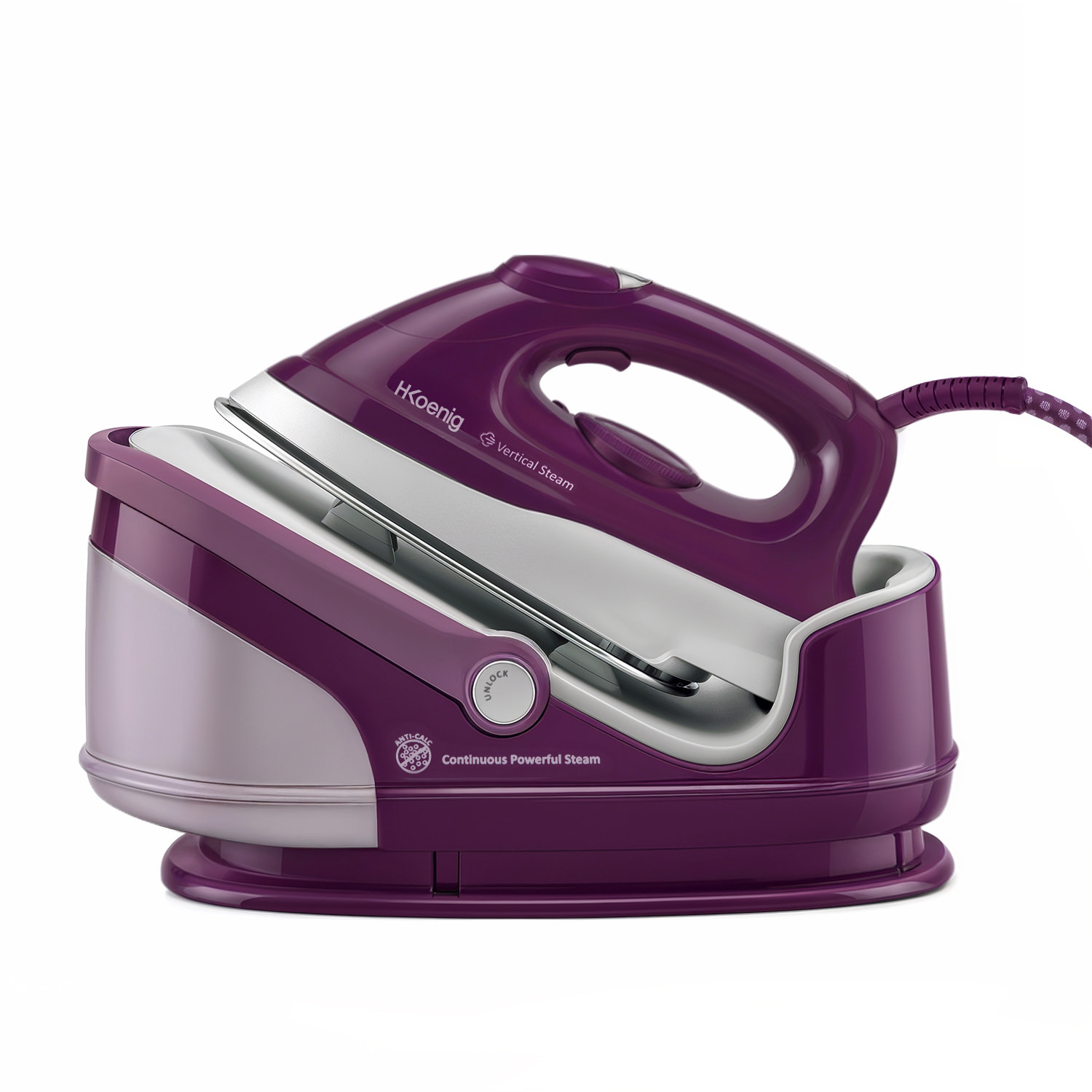 H.Koenig V8 Centro de Planchado a Vapor 2400 W | 8 Bares Alta Presión | Vapor Continuo 100 g/min | Suela