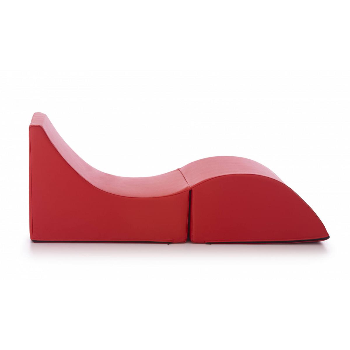 Letto pieghevole Andreina, Pouf trasformabile in letto singolo, 100% Made in Italy, Pouf trasformabile in una chaise longue in ecopelle, Cm 130x50h50, Rosso