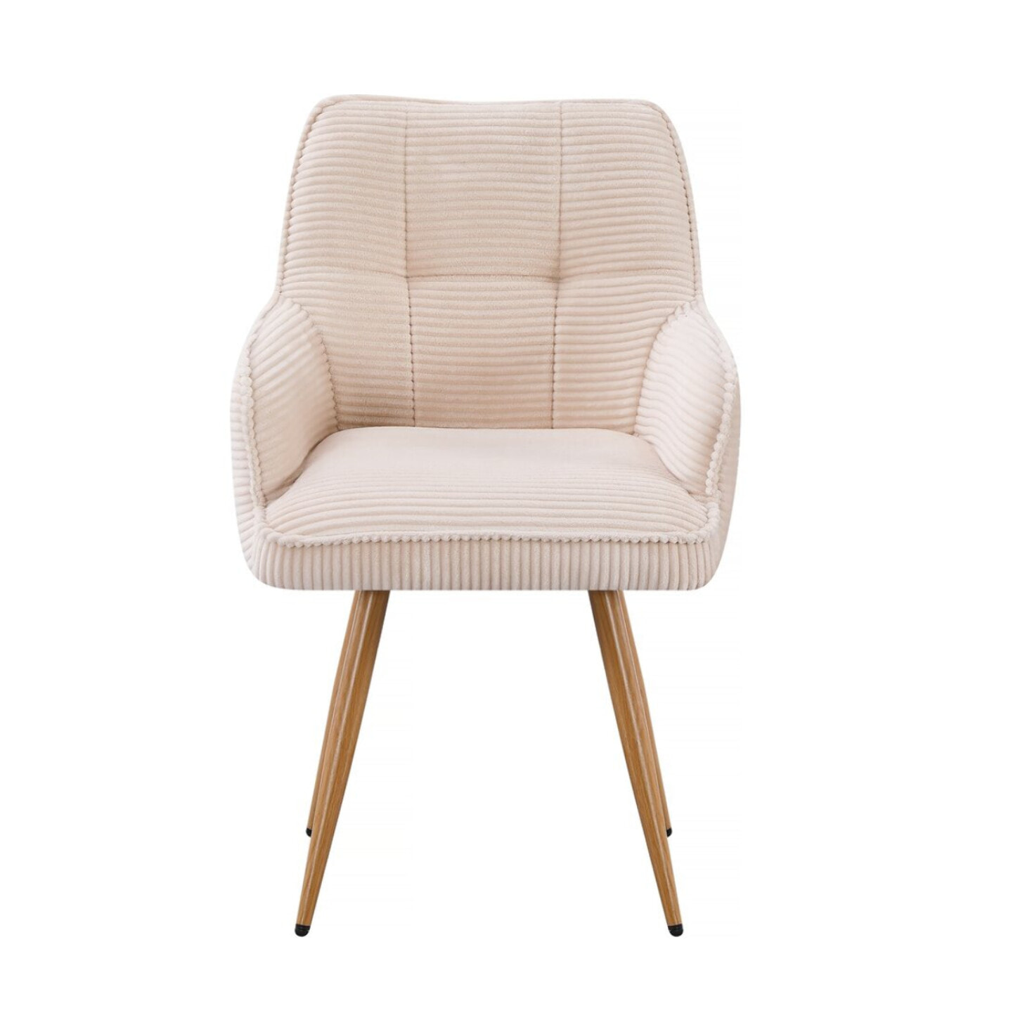 Lot de 2 chaises en velours côtelé  "Mayra" - 60 x 56 x 88 cm - Beige