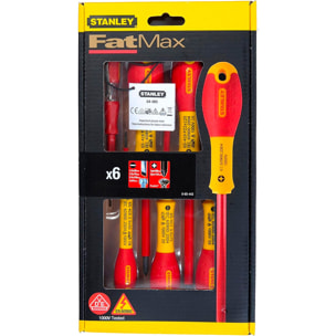 Tournevis Isolés 1000V - Electricien - Pozi - Testeur - Jeu de 6 Pièces Fatmax