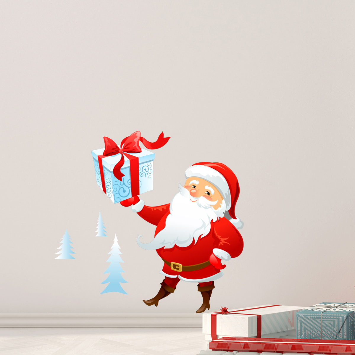 Sticker Noël le Père Noël venu de Laponie - Autocollants stickers adhésifs noël - décoration fêtes