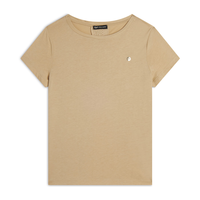 T-shirt con inserto posteriore in Sangallo