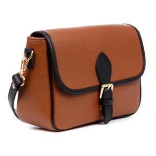 Barbianello borsa a tracolla donna. Pelle autentica Dollaro bicolore.