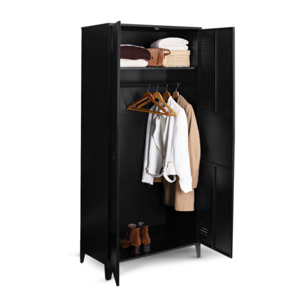 Armoire vestiaire 2 portes Storen en métal noir
