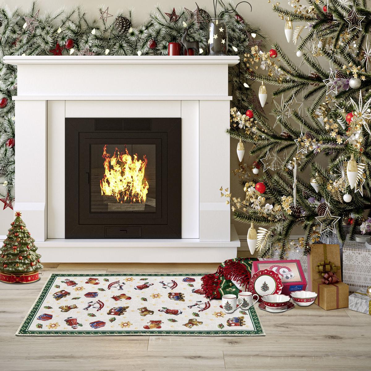 Tapis salon ou chambre enfant,  motif fêtes de SANTA, kilim original, entretien facile