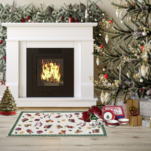 Tapis salon ou chambre enfant,  motif fêtes de SANTA, kilim original, entretien facile